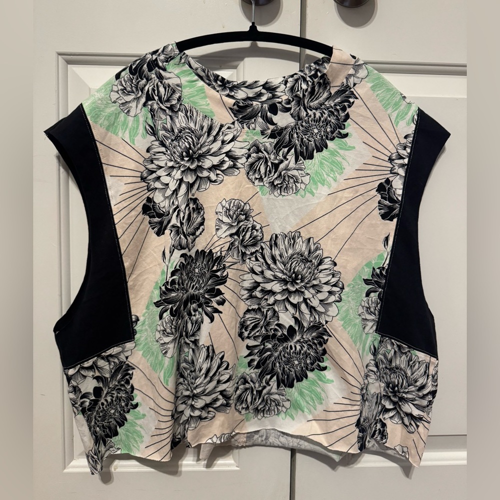 Free People Movement Floral Sleeveless Top - Black and Green